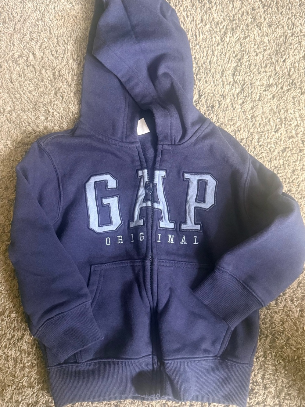 GAP Original Kids Navy Zip-Up Hoodie with Logo 4-5T